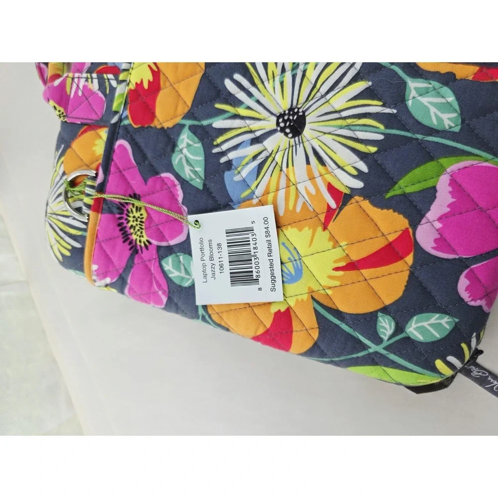 NWT Vera Bradley Large Laptop Bag Portfolio Jazzy Blooms Floral Multi quilted